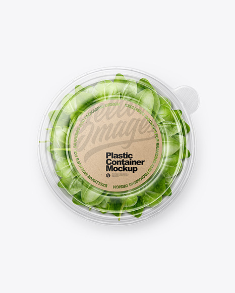 Paper Container With Salad &amp; Transparent Cap Mockup