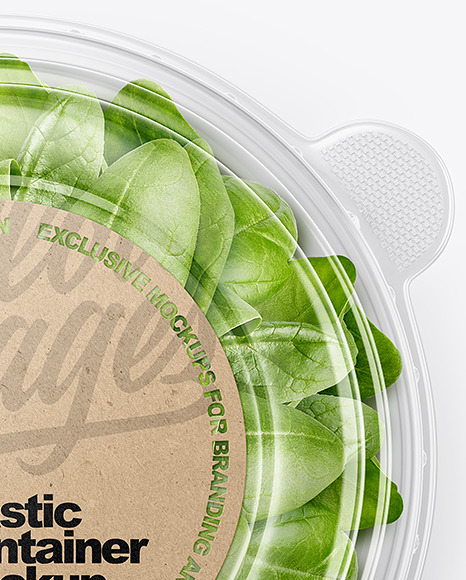 Paper Container With Salad & Transparent Cap Mockup