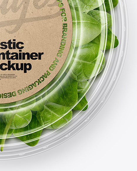 Paper Container With Salad &amp; Transparent Cap Mockup