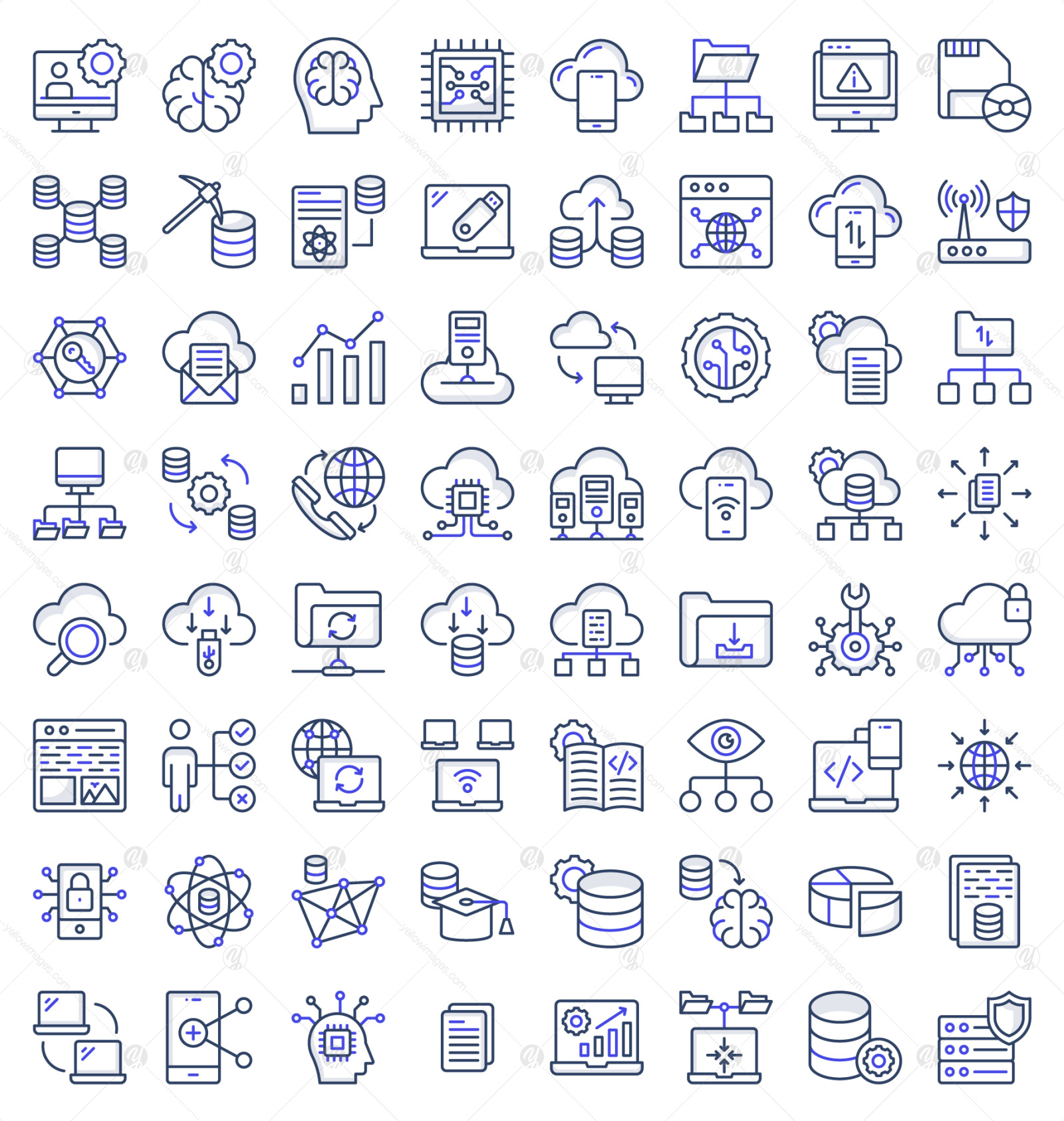 70 Big Data and Science Colored Outline Icons