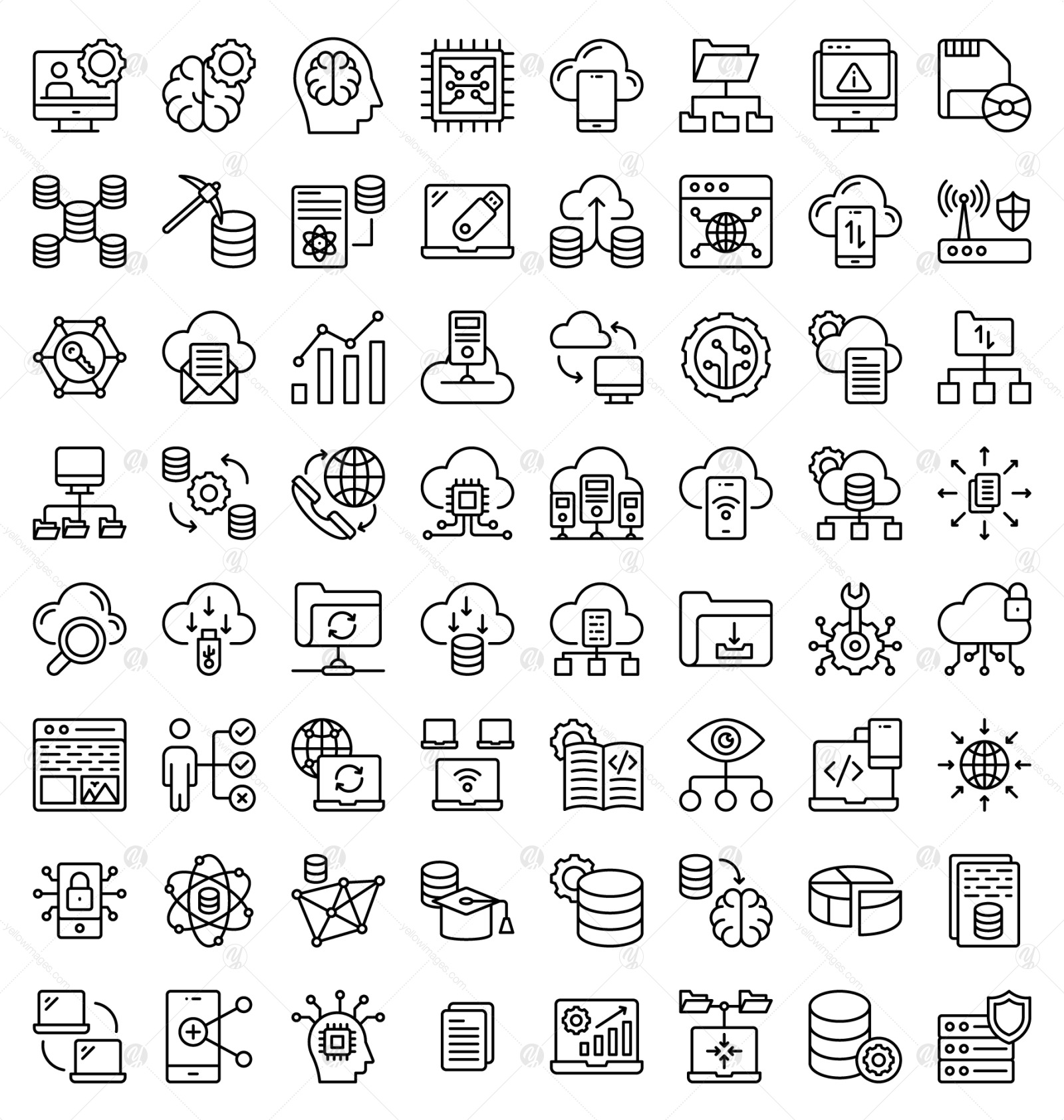 70 Big Data and Science Colored Outline Icons