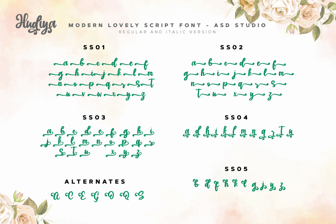 Hudiya - Modern Lovely Script Hudiya - Modern Lovely Script