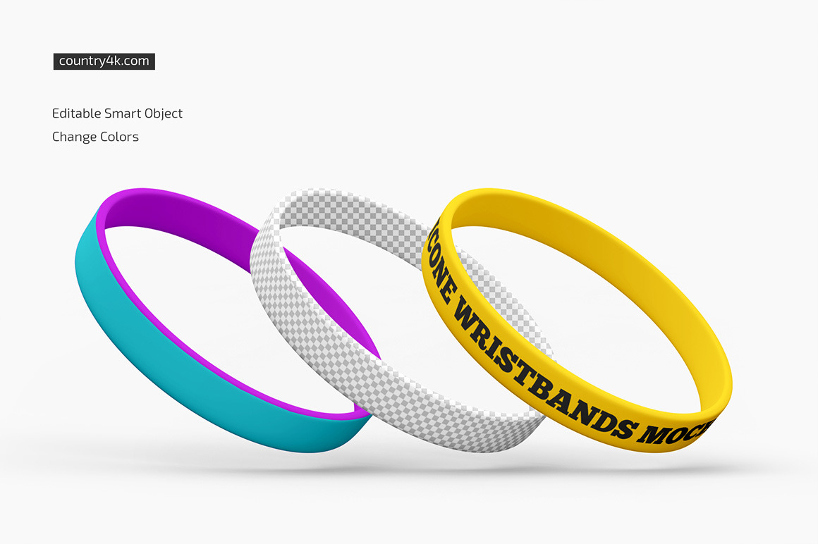 Silicone Wristbands Mockup Set