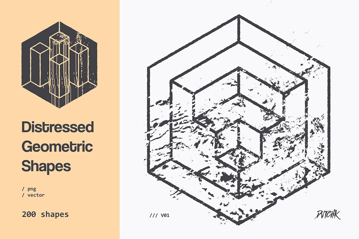 Distressed Geometric Shapes | V01 Distressed Geometric Shapes | V01