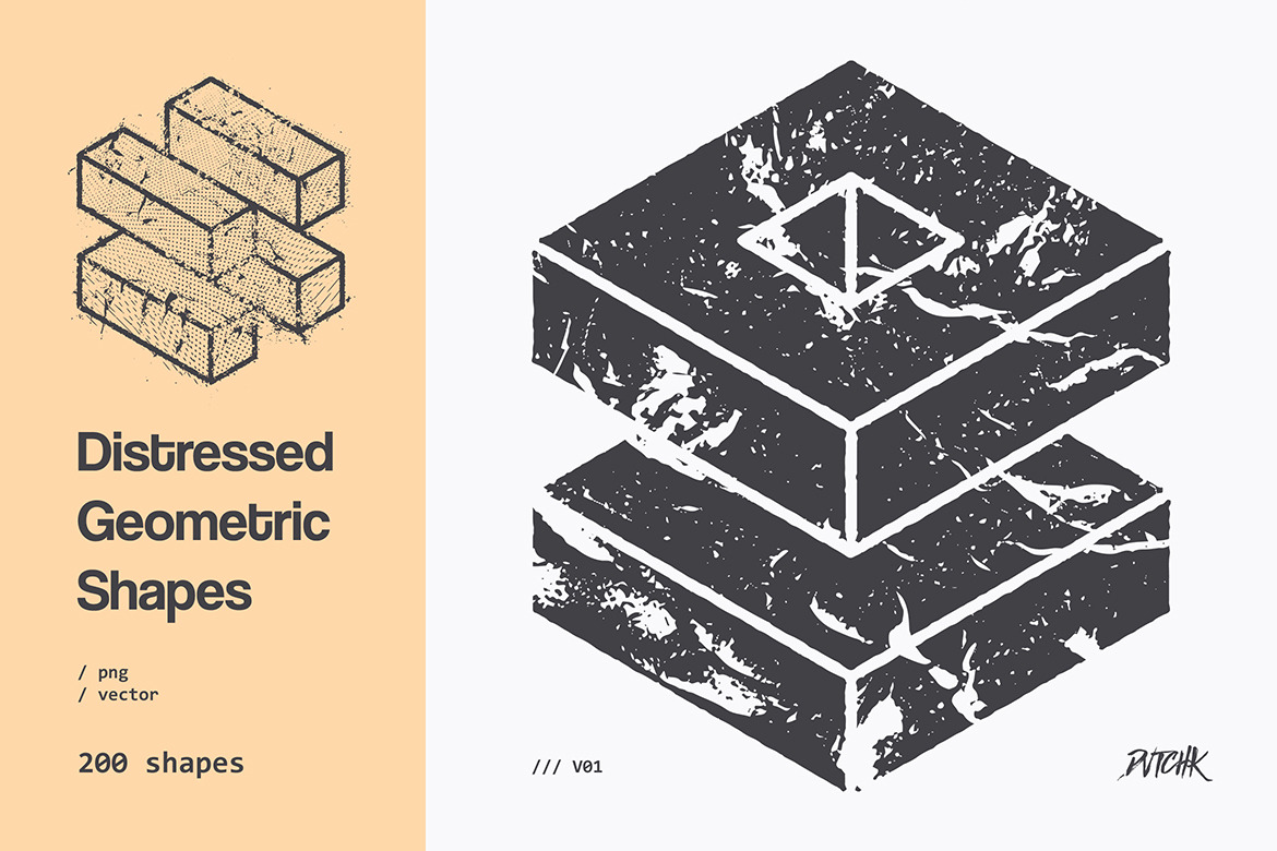 Distressed Geometric Shapes | V01 Distressed Geometric Shapes | V01