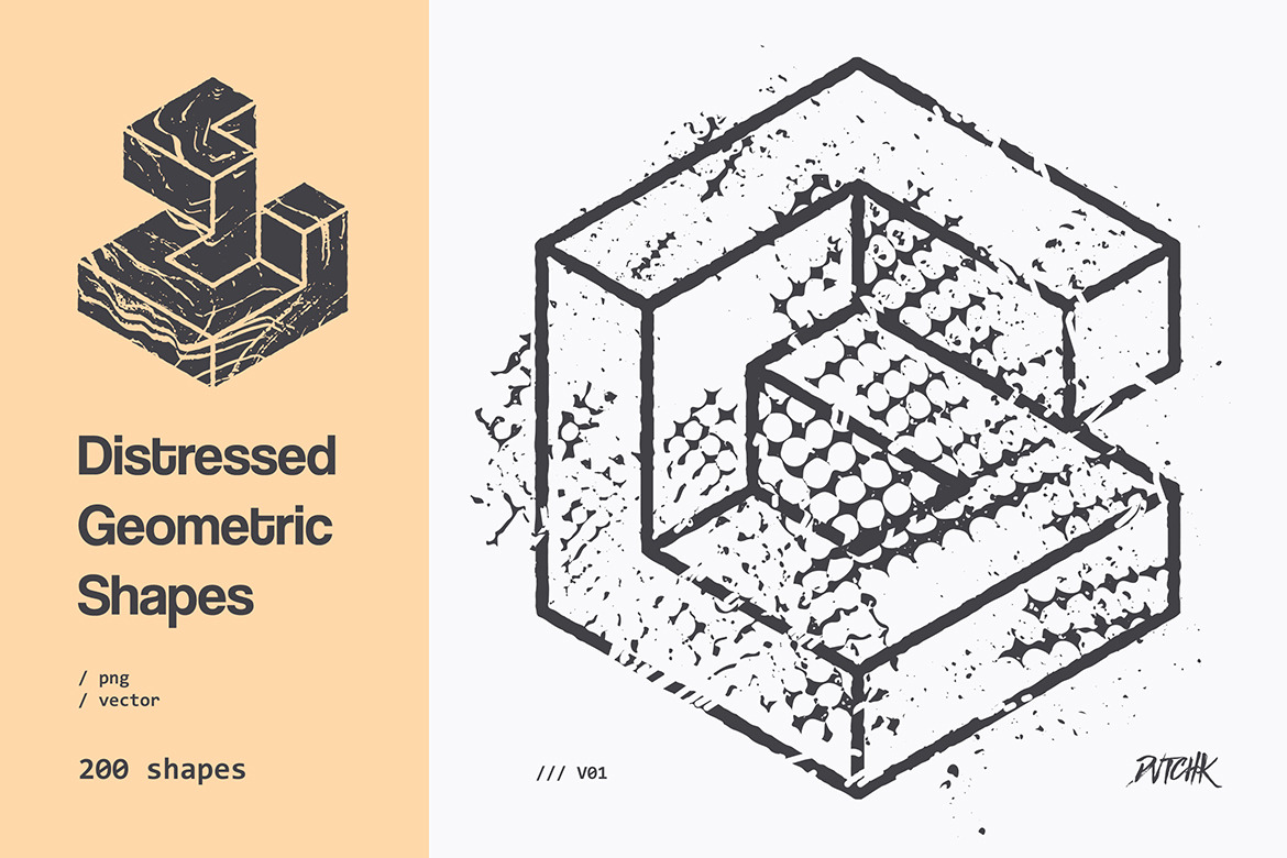 Distressed Geometric Shapes | V01 Distressed Geometric Shapes | V01
