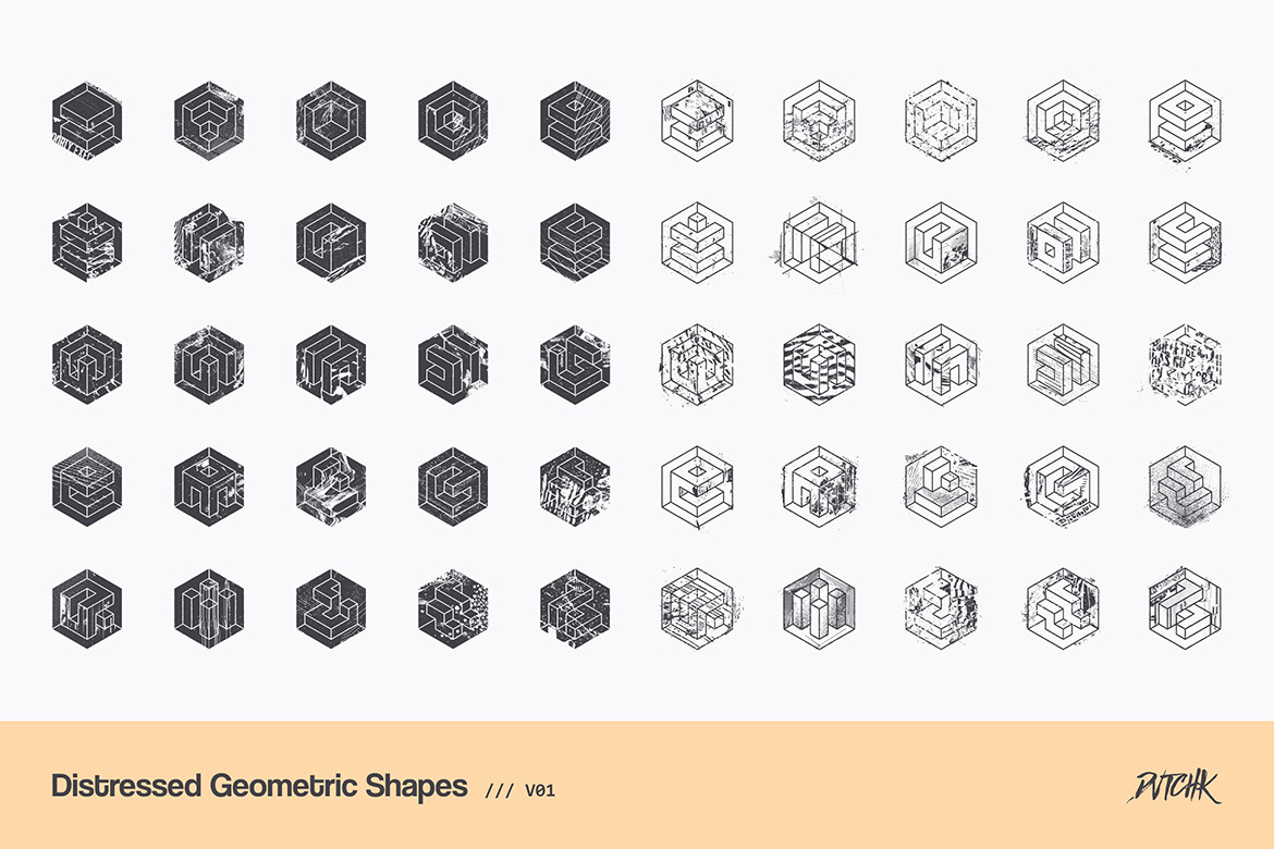 Distressed Geometric Shapes | V01 Distressed Geometric Shapes | V01