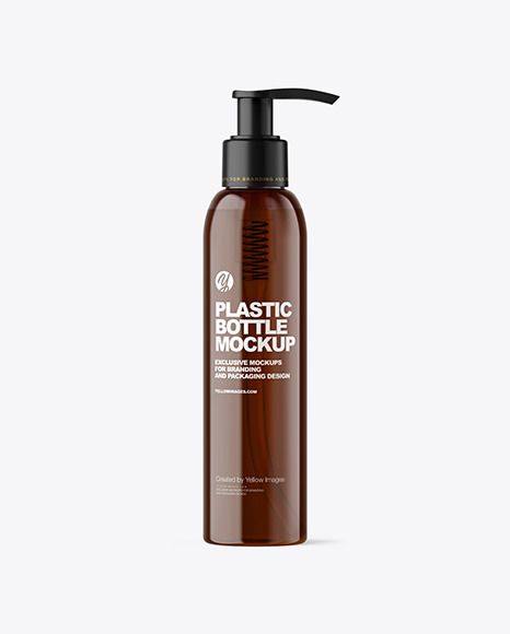 Amber Cosmetic Bottle with Pump Mockup - Bulk mockup