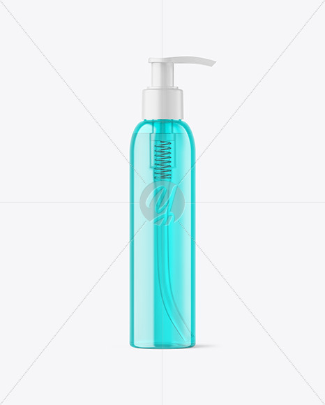 Color Plastic Cosmetic Bottle with Pump Mockup