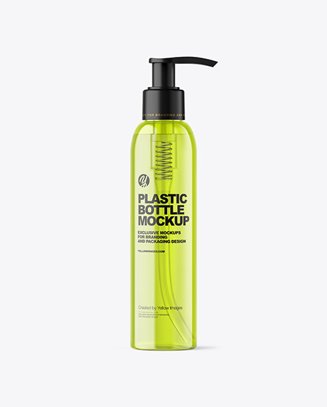 Color Plastic Cosmetic Bottle with Pump Mockup