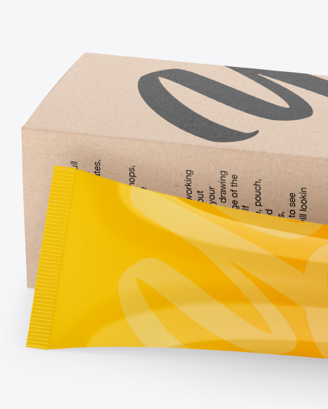 Glossy Cosmetic Tube w/ Kraft Box Mockup