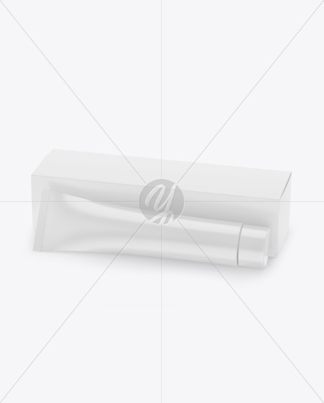 Matte Cosmetic Tube w/ Paper Box Mockup