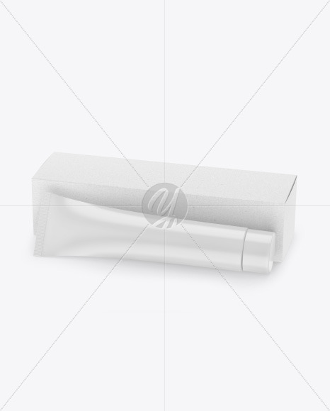 Matte Cosmetic Tube w/ Kraft Box Mockup
