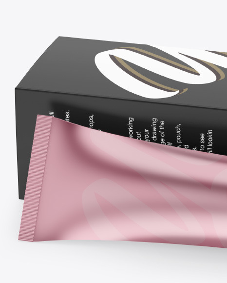 Metallic Cosmetic Tube w/ Paper Box Mockup