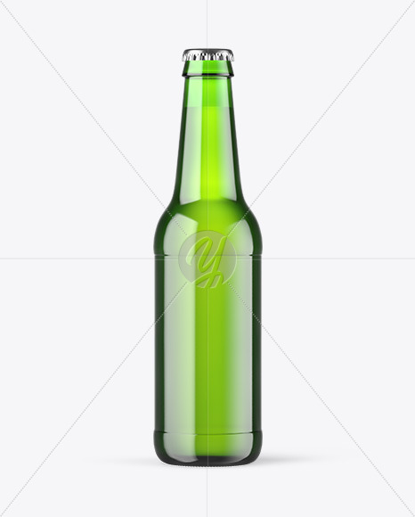 Green Glass Beer Bottle Mockup