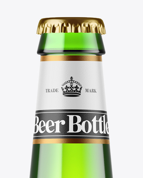 Green Glass Beer Bottle Mockup