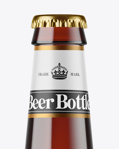 Dark Amber Glass Beer Bottle Mockup