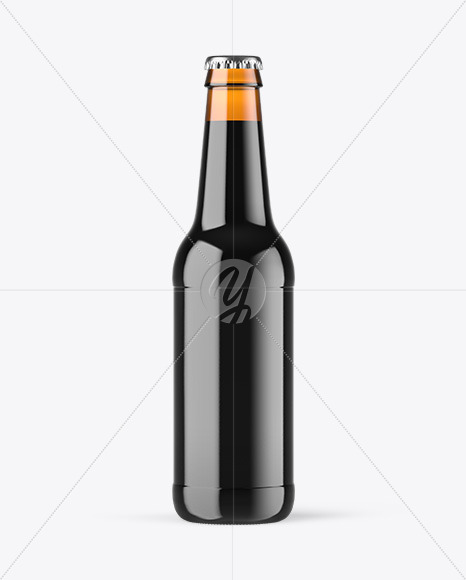 Amber Glass Dark Beer Bottle Mockup