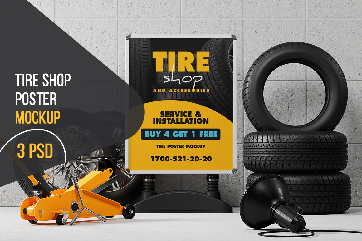 Tire Shop Poster Mockup