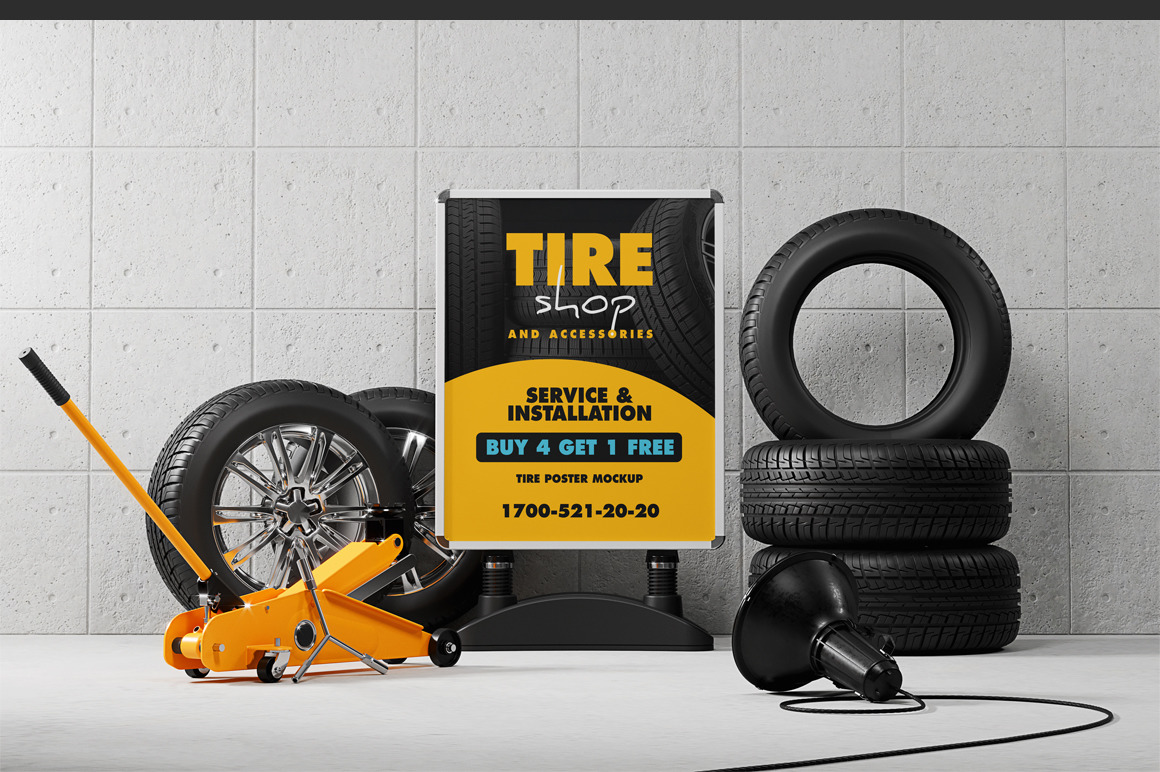 Tire Shop Poster Mockup