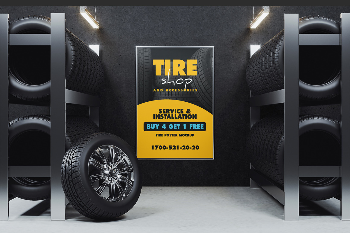 Tire Shop Poster Mockup Tire Shop Poster Mockup