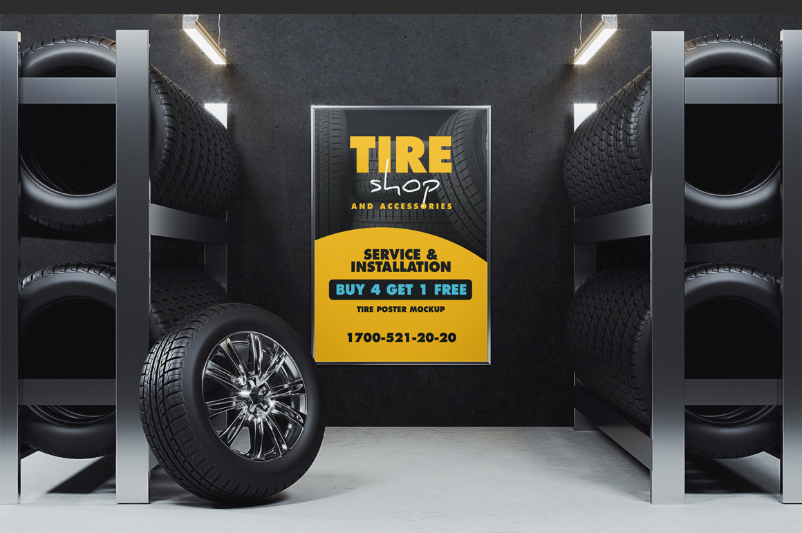 Tire Shop Poster Mockup