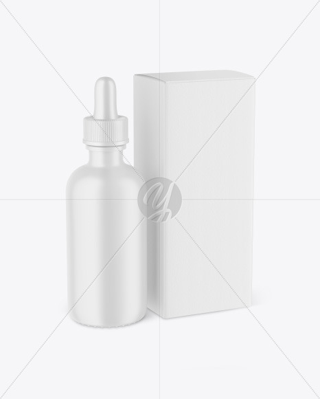 Matte Dropper Bottle w/ Paper Box Mockup