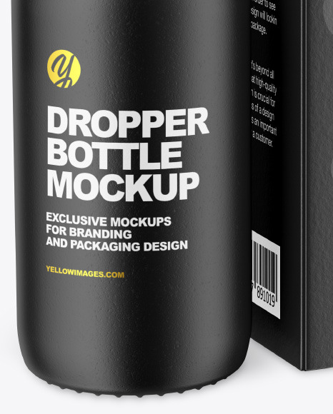 Ceramic Dropper Bottle w/ Paper Box Mockup Ceramic Dropper Bottle w/ Paper Box Mockup