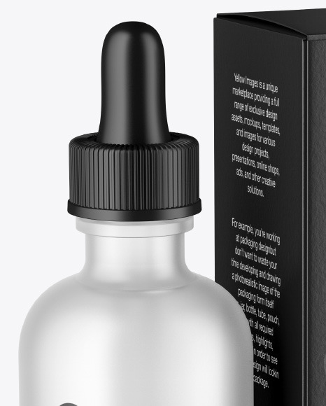 Frosted Glass Dropper Bottle w/ Paper Box Mockup Frosted Glass Dropper Bottle w/ Paper Box Mockup