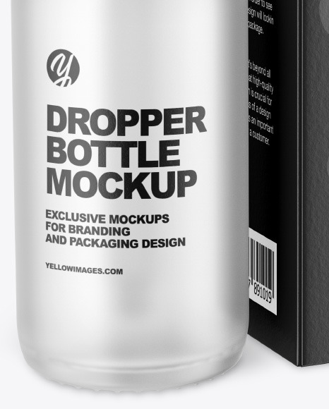 Frosted Glass Dropper Bottle w/ Paper Box Mockup Frosted Glass Dropper Bottle w/ Paper Box Mockup