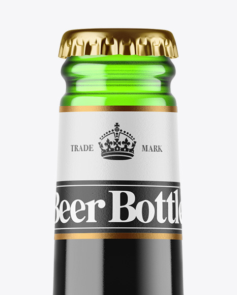 Green Glass Dark Beer Bottle Mockup