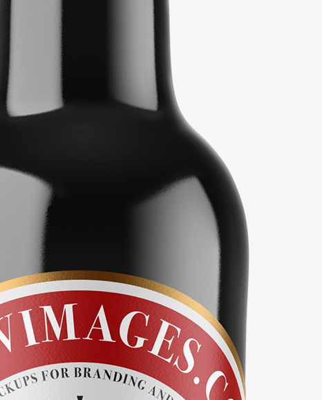 Green Glass Dark Beer Bottle Mockup