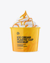 Ice Cream Glossy Cup w/ Caramel Topping Mockup