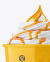 Ice Cream Glossy Cup w/ Caramel Topping Mockup