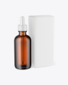 Frosted Amber Glass Dropper Bottle w/ Paper Box Mockup Frosted Amber Glass Dropper Bottle w/ Paper Box Mockup