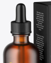 Frosted Amber Glass Dropper Bottle w/ Paper Box Mockup Frosted Amber Glass Dropper Bottle w/ Paper Box Mockup
