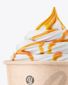 Ice Cream Kraft Cup w/ Caramel Topping Mockup