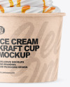 Ice Cream Kraft Cup w/ Caramel Topping Mockup