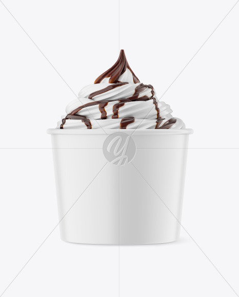 Ice Cream Matte Cup w/ Chocolate Topping Mockup