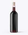 Clear Glass Red Wine Bottle With Cork Mockup