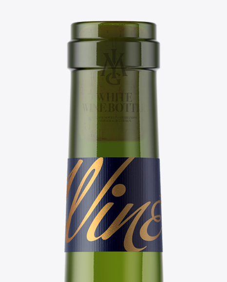 Green Glass Bottle With White Wine Mockup