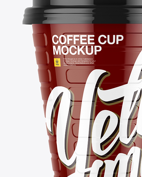 Glossy Coffee Cup Mockup - Front View