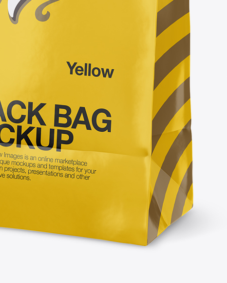 Glossy Paper Snack Bag Mockup - Half Side View