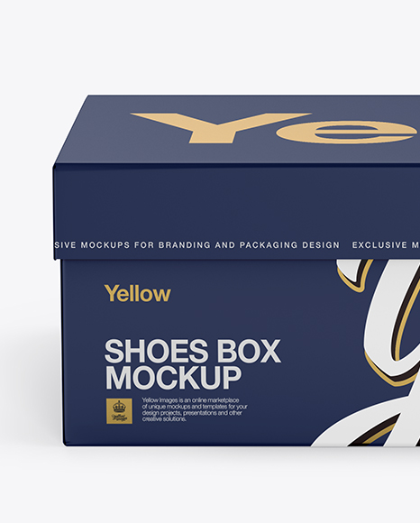 Paper Shoes Box Mockup - Front View (High-Angle Shot)