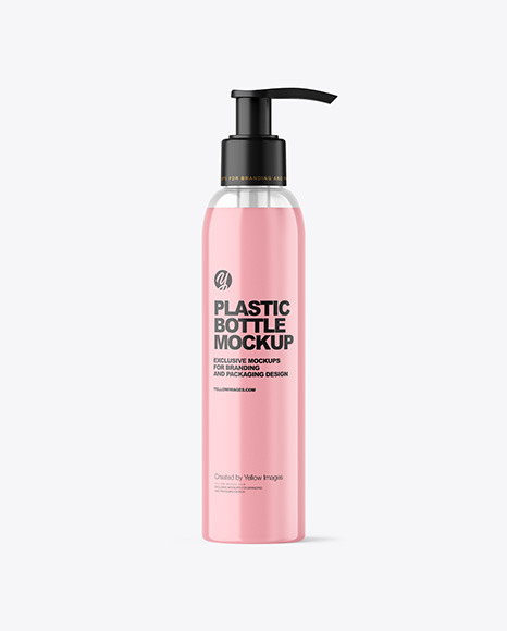 Clear Liquid Soap Bottle with Pump Mockup