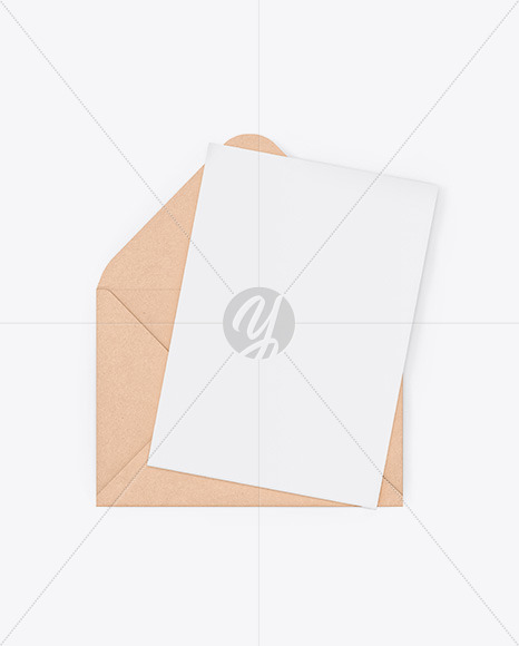 Kraft Envelope W/ Paper Mockup