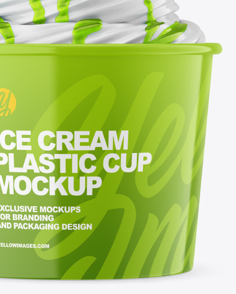 Ice Cream Glossy Cup w/ Topping Mockup