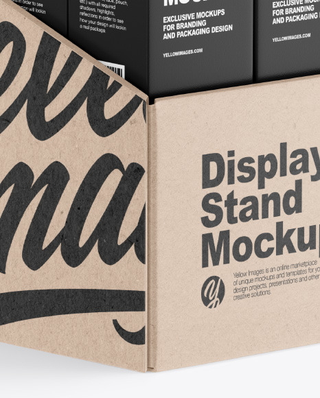 Kraft Display Stand w/ Boxes Mockup