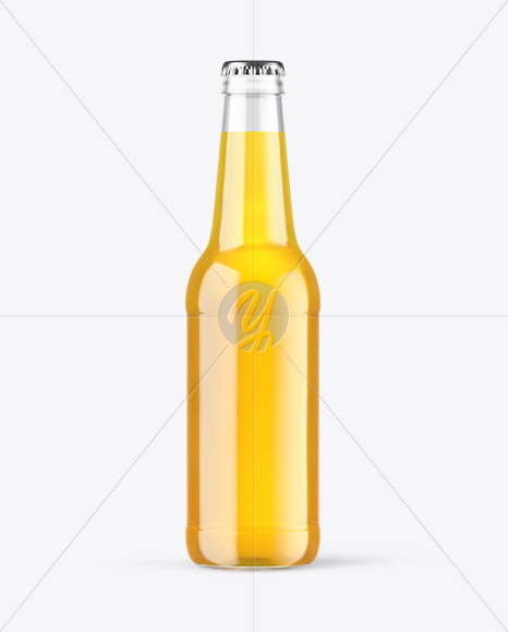 Clear Glass Lager Beer Bottle Mockup