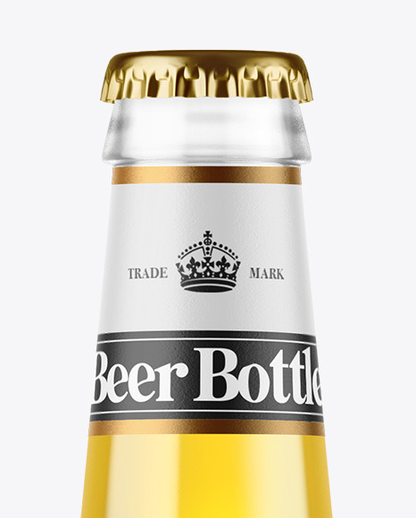 Clear Glass Lager Beer Bottle Mockup